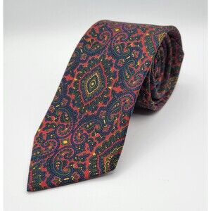 Vtg Polo Ralph Lauren Silk Tie Paisley Multicolor Hand Made Italy Preppy Retro